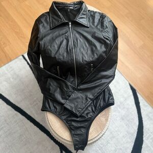 Fashion Nova Faux Leather Bodysuit